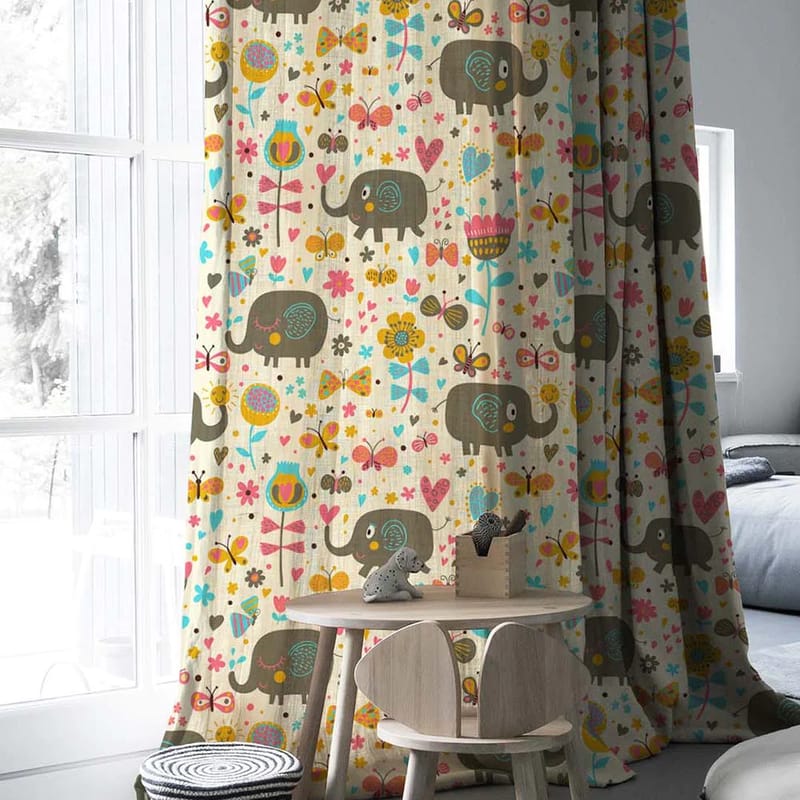 Elegant Floral Print Room Darkning, Light Filtering Curtain Set Of 2