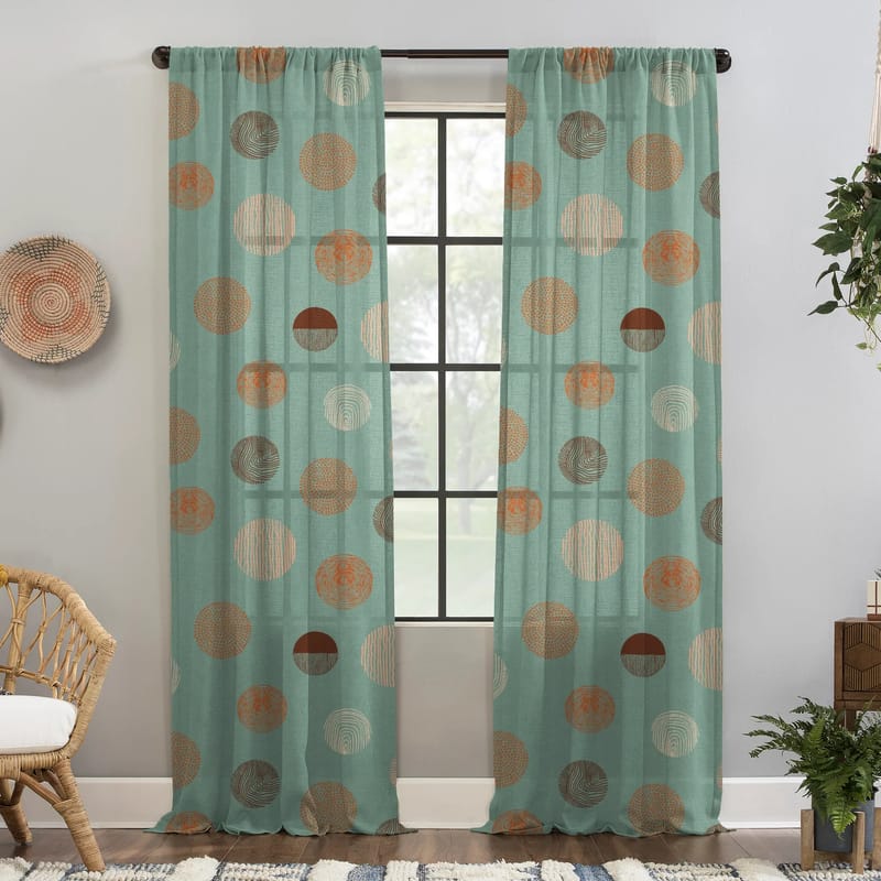 Elegant Floral Print Room Darkning, Light Filtering Curtain Set Of 2