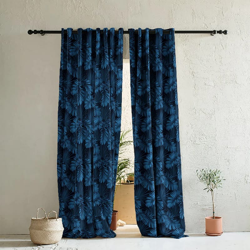 Elegant Floral Print Room Darkning, Light Filtering Curtain Set Of 2