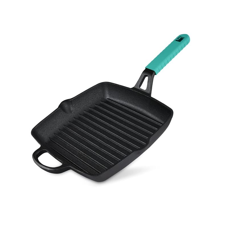 Bergner Elements Pre-Seasoned Cast Iron Grill Pan, 27 cm, Induction Friendly, Black