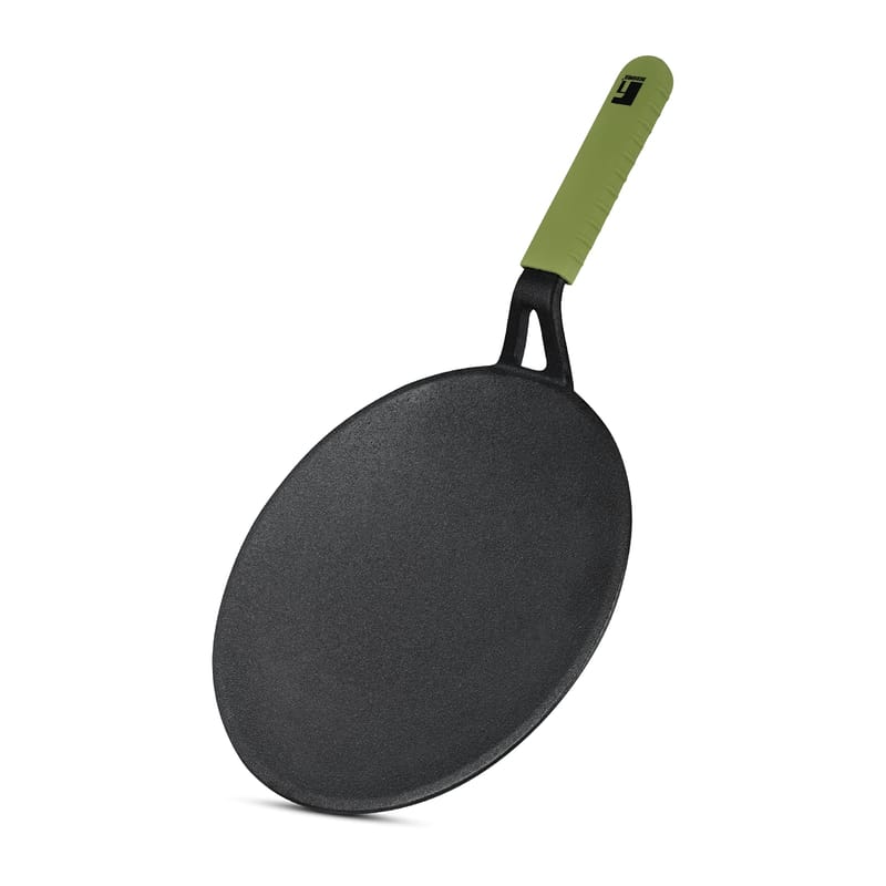 Bergner Elements Pre-Seasoned Cast Iron Concave/Roti Tawa, 26 cm (Olive Green)