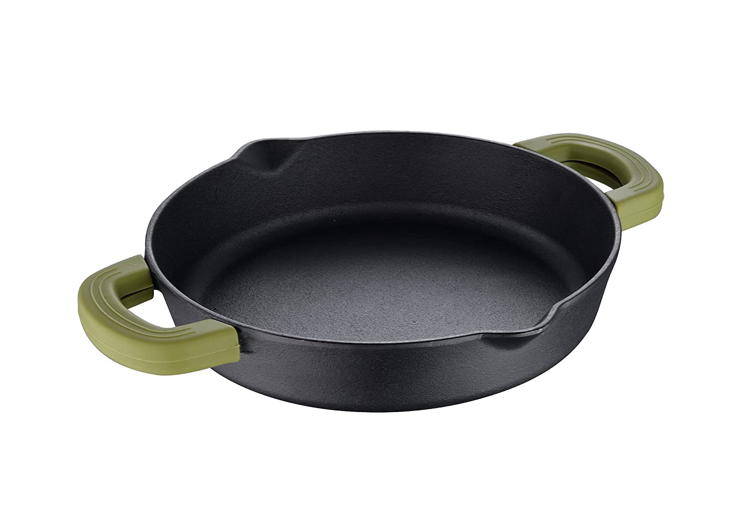 Bergner Elements Pre-Seasoned Cast Iron Baking Pan, 24cm, Induction Friendly (Olive Green)