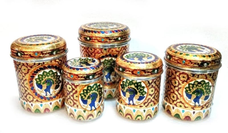 JSH 5 PC MEENAKARI  PURI DABBA SET