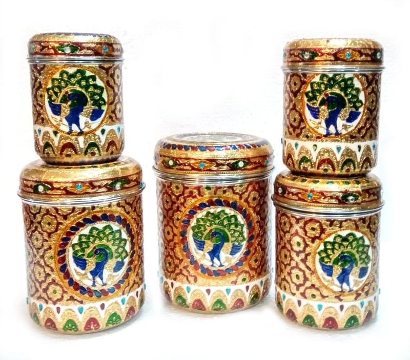 JSH 5 PC MEENAKARI  PURI DABBA SET