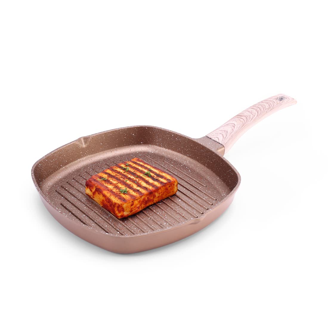 Wonderchef Duralife Die-cast Grill Pan | 5 Layer Healthy Duramax Non-Stick Coating | Soft Touch Handle | Pure Grade Aluminium | PFOA Free | 1.5 liters, 24 cm | 2 Year Warranty | Copper