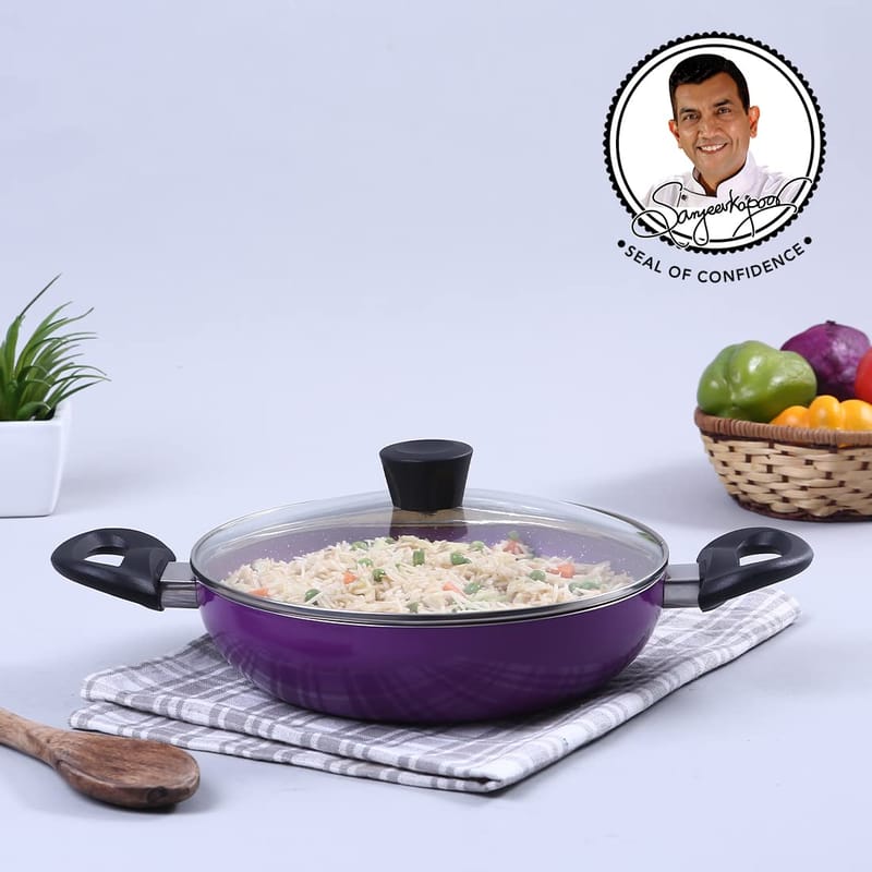 Wonderchef Tivoli Kadhai 24 Cm Diameter with Lid 2 L Capacity (Aluminium, Non-Stick, Induction Bottom)