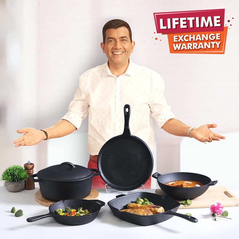 Wonderchef Forza Pre Seasoned 19 cm Cast Iron Fry Pan | with Lifetime Exchange Warranty | Black