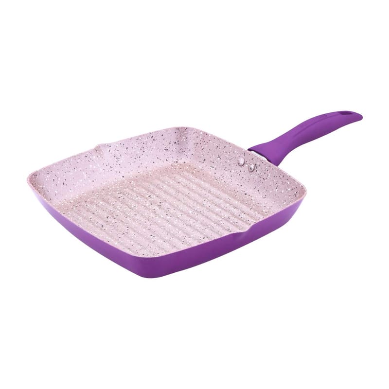 Wonderchef Royal Velvet 20cm Grill Pan | Soft-Touch Handles |Non ? Toxic I Virgin Aluminium| 3 mm Thick | 2 Year Warranty | Purple