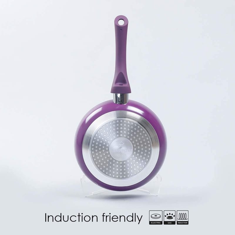 Wonderchef Royal Velvet Non-Stick Fry Pan with Induction Bottom & Soft-Touch Handle | Virgin Grade Aluminium | PFOA & Heavy Metals Free | 3 mm Thick | 26cm | 2.1 litres | 2 Years Warranty | Purple