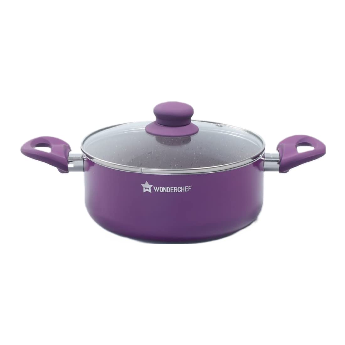 Wonderchef Royal Velvet Non-Stick Aluminium Casserole with Lid | 2.5 litres | 20cm | Purple | 2 Years Warranty