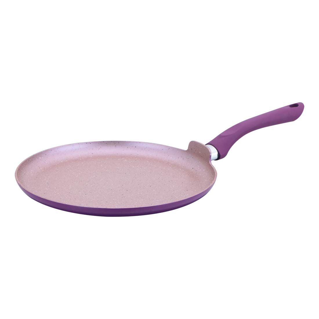 Wonderchef Royal Velvet Non-Stick 28cm Dosa Tawa I Induction Ready | Soft-Touch Handles |Non ? Toxic I Virgin Aluminium| 3 mm Thick | 1.8 litres | 2 Year Warranty | Purple