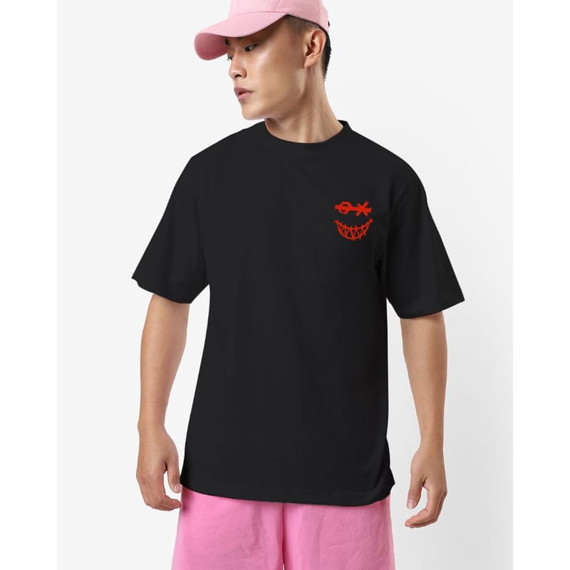 Streetmode Smiley Face Black T-Shirt for Men