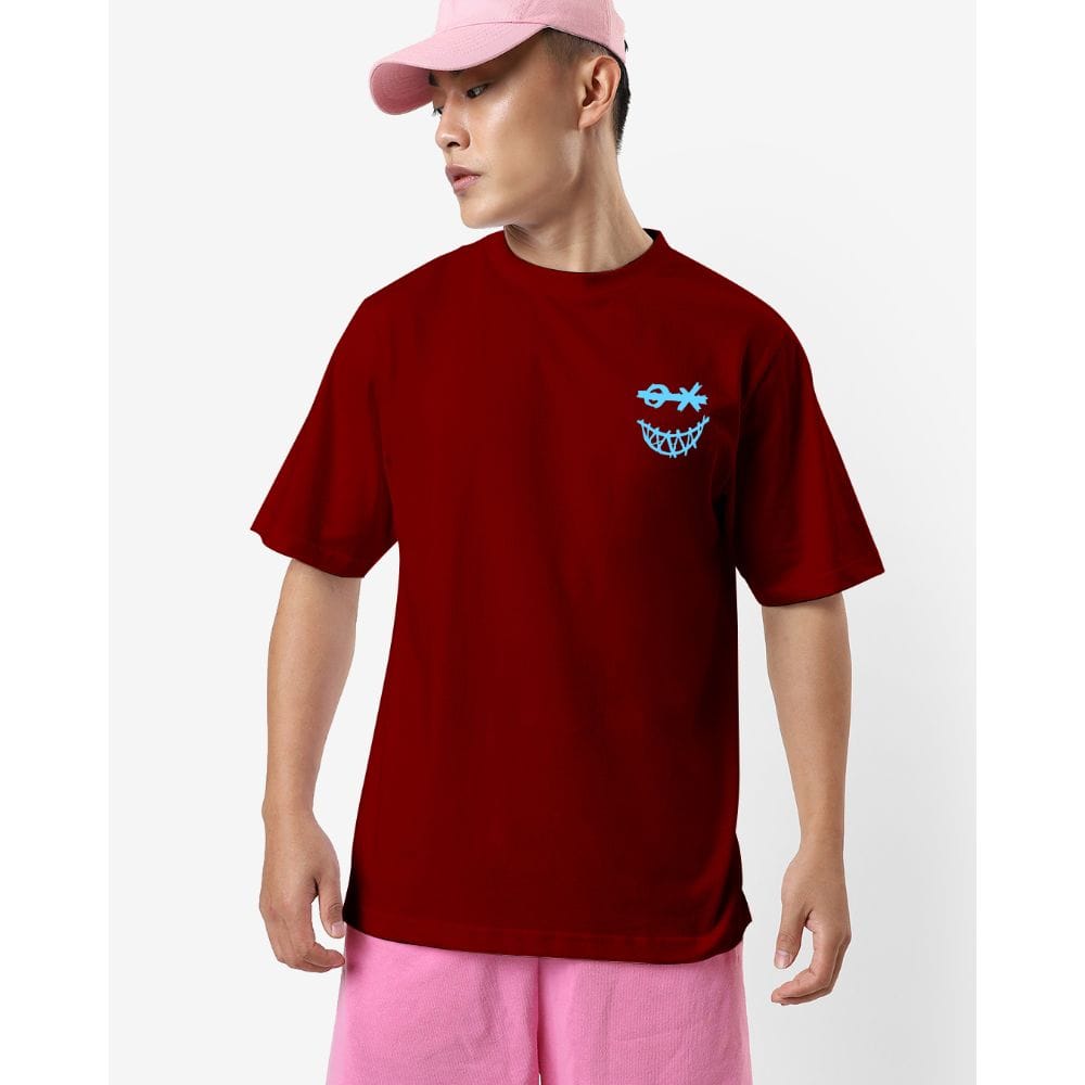 Streetmode Smiley Face Maroon T-Shirt for Men