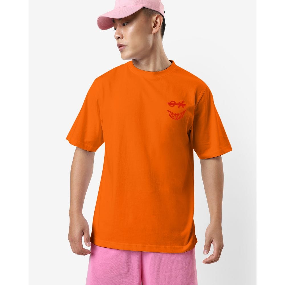 Streetmode Smiley Face Orange T-Shirt for Men