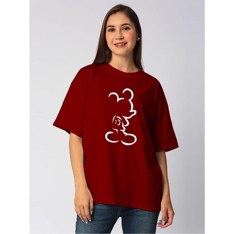 Streetmode Mickey Maroon T-Shirt for Women