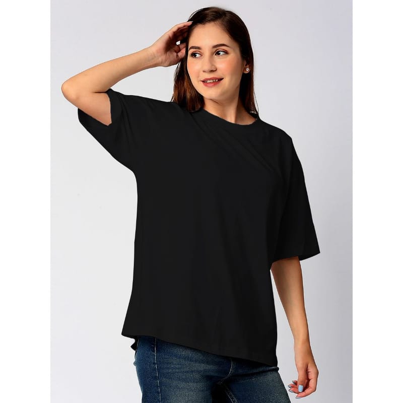 Streetmode Plain Black T-Shirt for Women