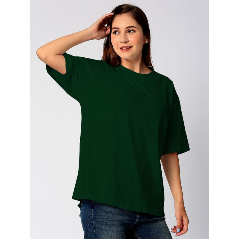 Streetmode Plain Green T-Shirt for Women