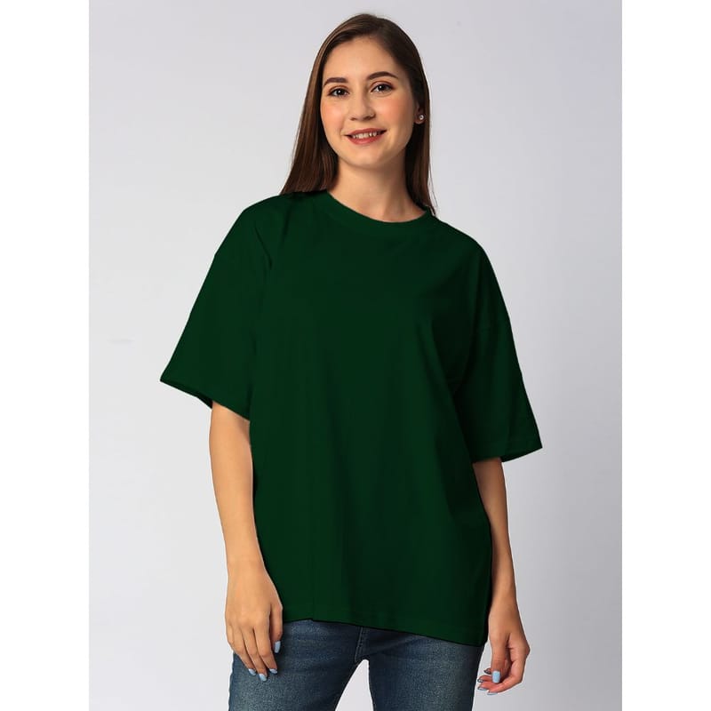 Streetmode Plain Green T-Shirt for Women