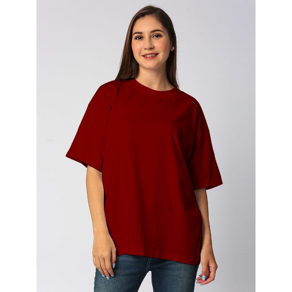 Streetmode Plain Maroon T-Shirt for Women