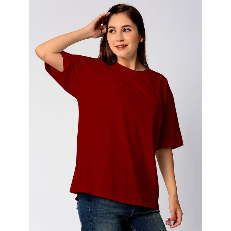 Streetmode Plain Maroon T-Shirt for Women