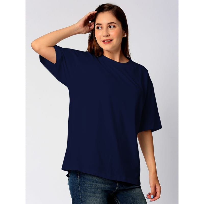 Streetmode Plain Navy Blue T-Shirt for Women