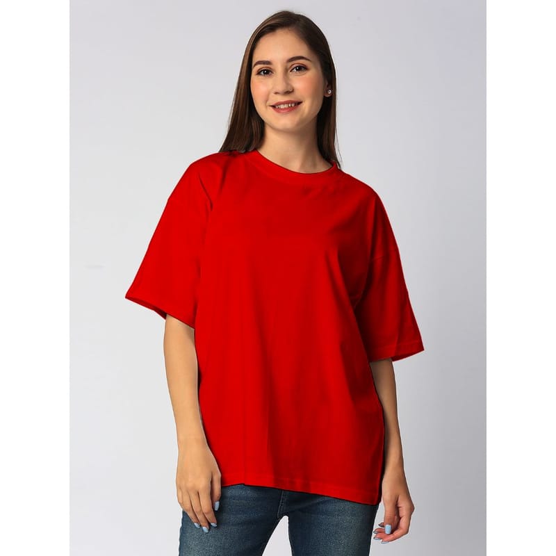 Streetmode Plain Red T-Shirt for Women