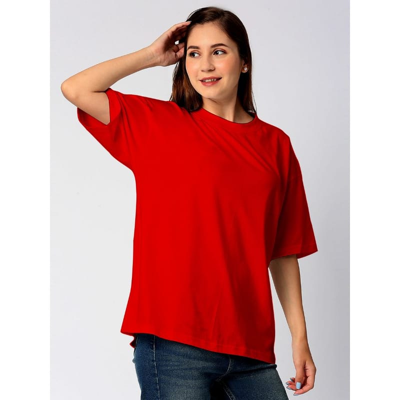 Streetmode Plain Red T-Shirt for Women