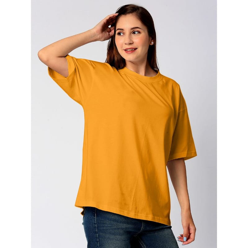 Streetmode Plain Yellow T-Shirt for Women