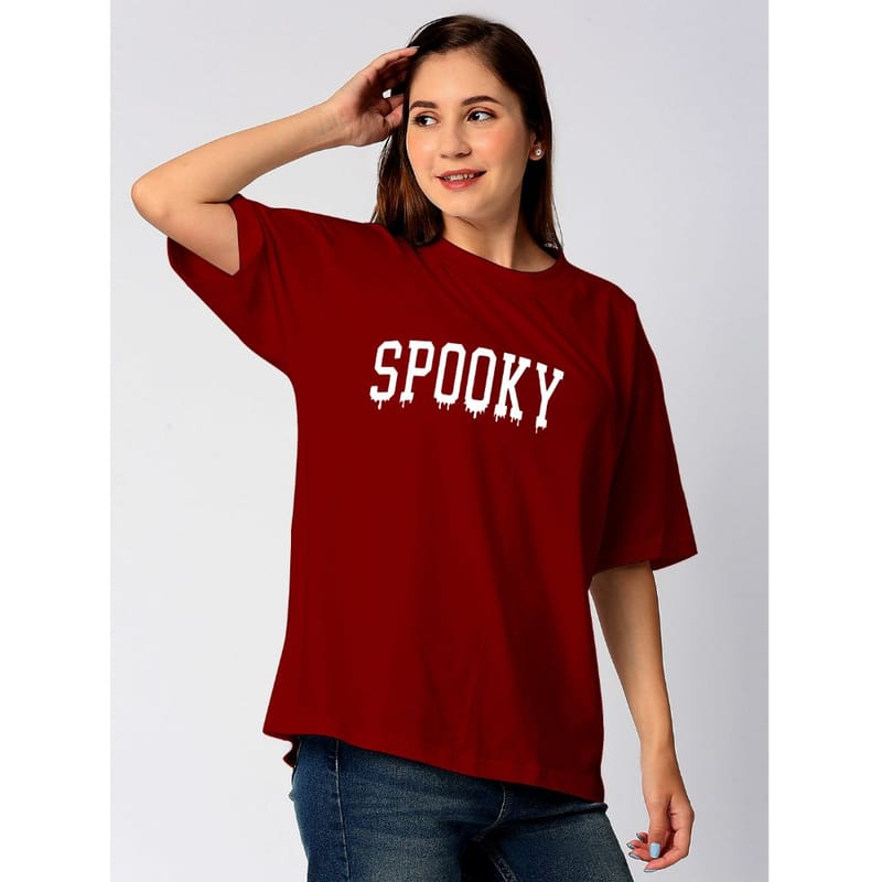 Streetmode Spooky Maroon T-Shirt for Women