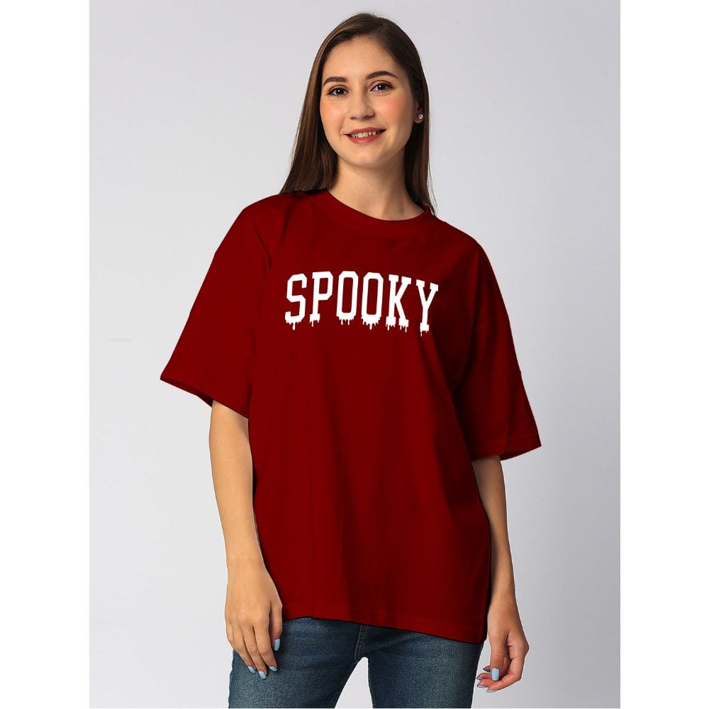 Streetmode Spooky Maroon T-Shirt for Women