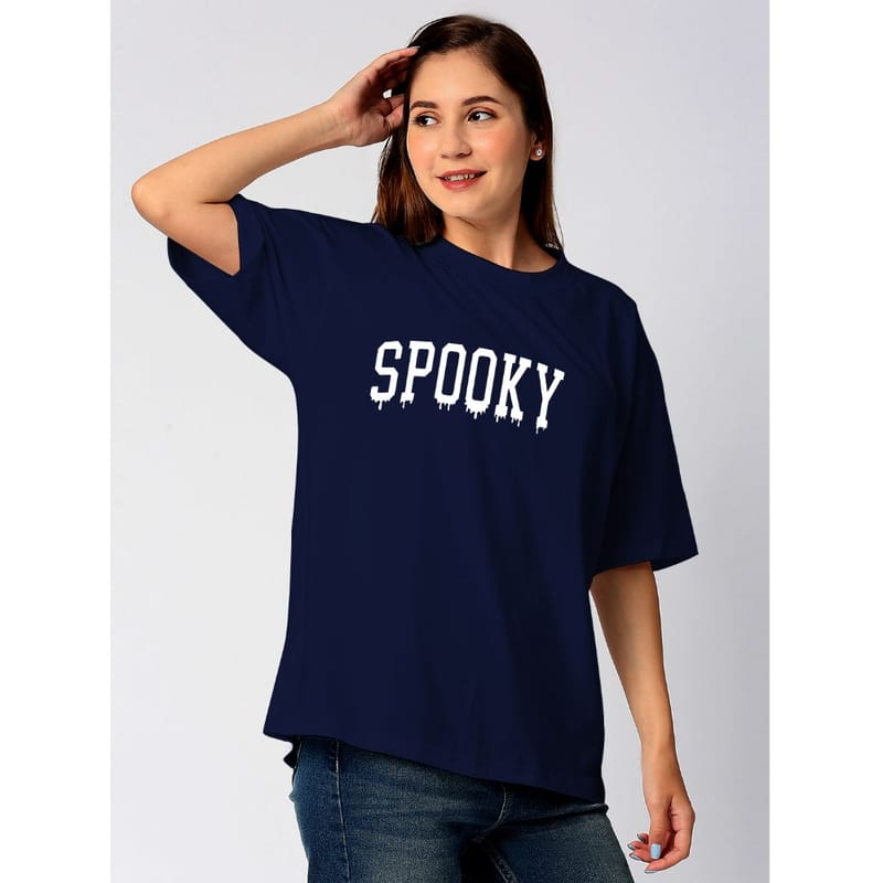 Streetmode Spooky Navy Blue T-Shirt for Women