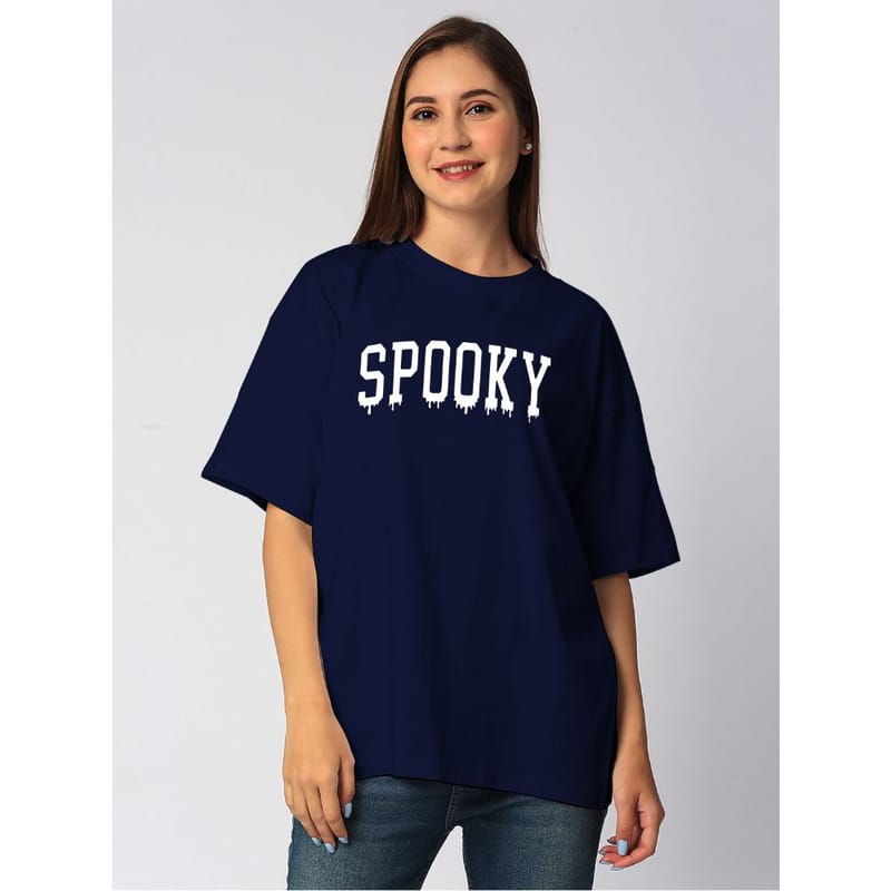 Streetmode Spooky Navy Blue T-Shirt for Women