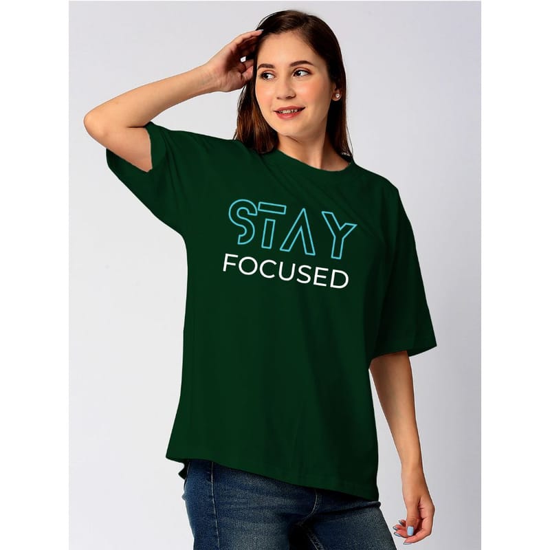 Streetmode Stay Focused Green T-Shirt for Women