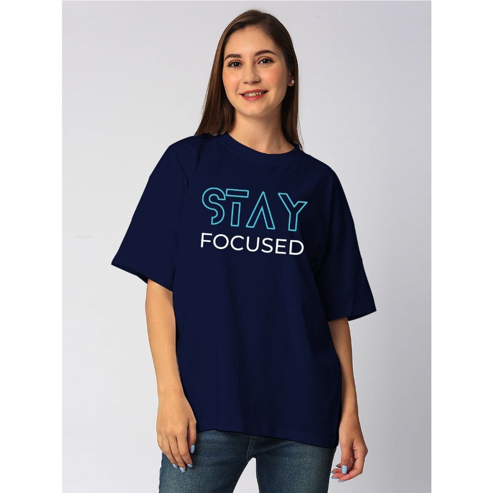 Streetmode Stay Focused Navy Blue T-Shirt for Women