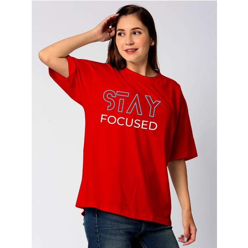 Streetmode Stay Focused Red T-Shirt for Women