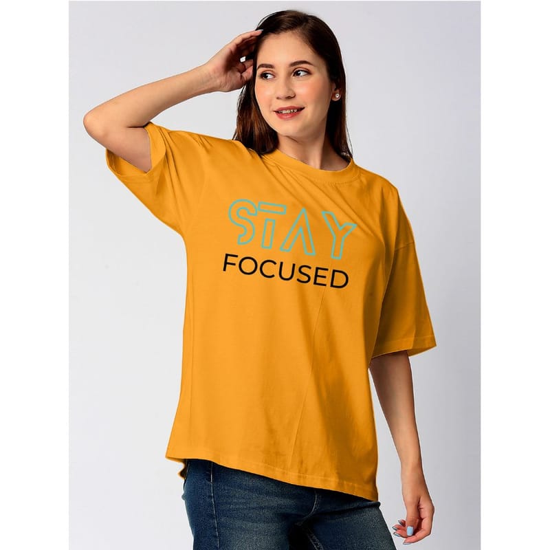 Streetmode Stay Focused Yellow T-Shirt for Women