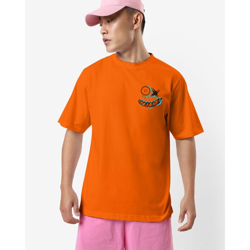 Streetmode Crazy Face Orange T-Shirt for Men