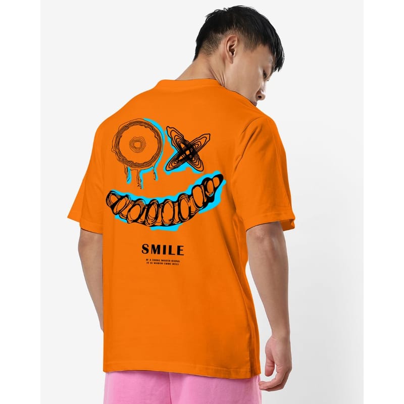 Streetmode Crazy Face Orange T-Shirt for Men