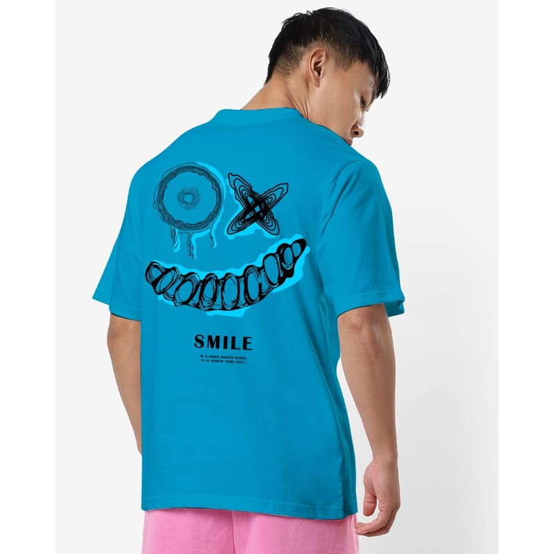 Streetmode Crazy Face Teal Blue T-Shirt for Men