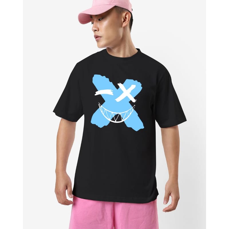 Streetmode Cross Smile Black T-Shirt for Men