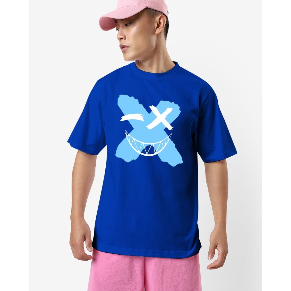 Streetmode Cross Smile Royal Blue T-Shirt for Men