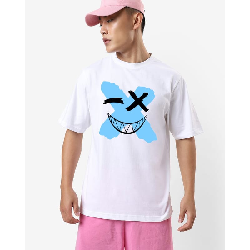 Streetmode Cross Smile White T-Shirt for Men