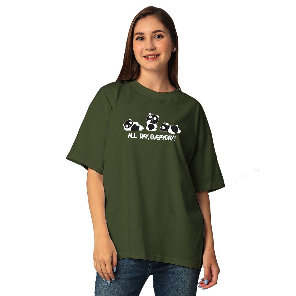 Streetmode All Day Olive Green T-Shirt for Women