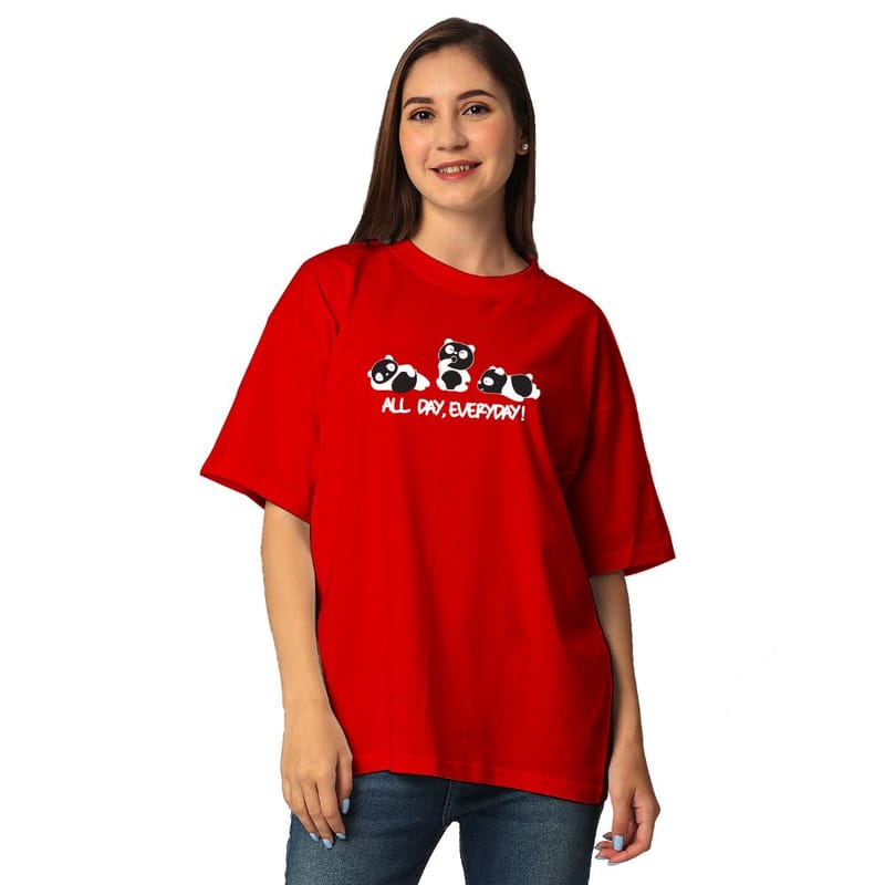 Streetmode All Day Red T-Shirt for Women