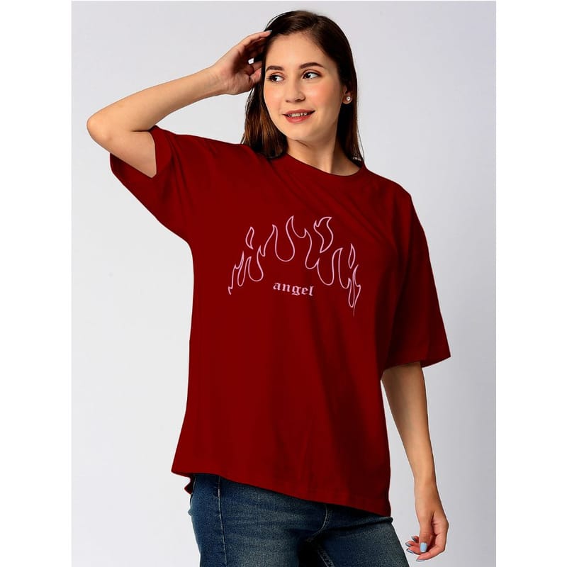 Streetmode Angel Maroon T-Shirt for Women