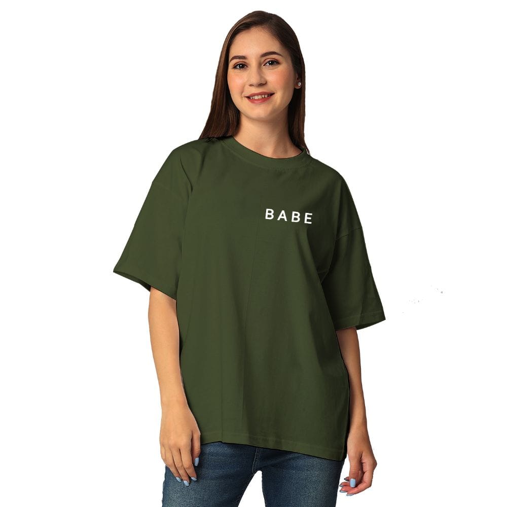 Streetmode Babe Olive Green T-Shirt for Women