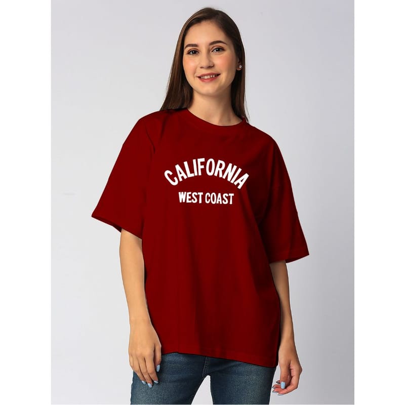 Streetmode California Maroon T-Shirt for Women