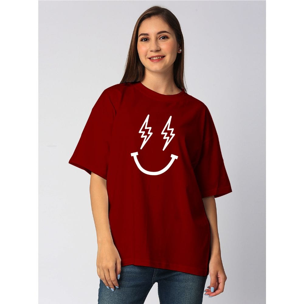 Streetmode Current Smile Maroon T-Shirt for Women