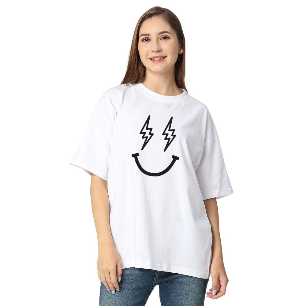 Streetmode Current Smile White T-Shirt for Women