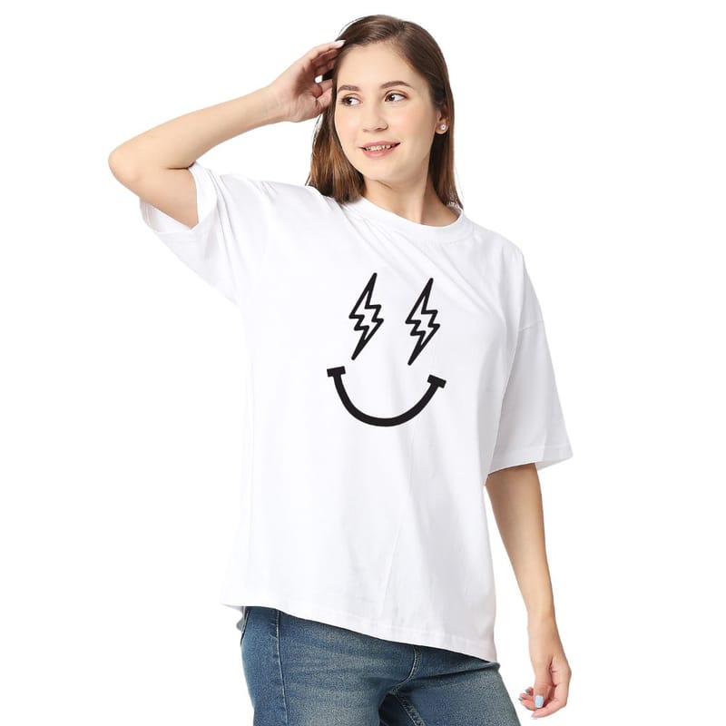 Streetmode Current Smile White T-Shirt for Women